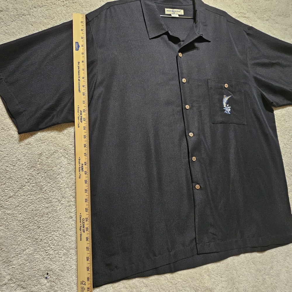 HOOK & TACKLE Men 2XL Black MARLIN Embroidered pocket and‎ back Camp Shirt EUC - Picture 7 of 11